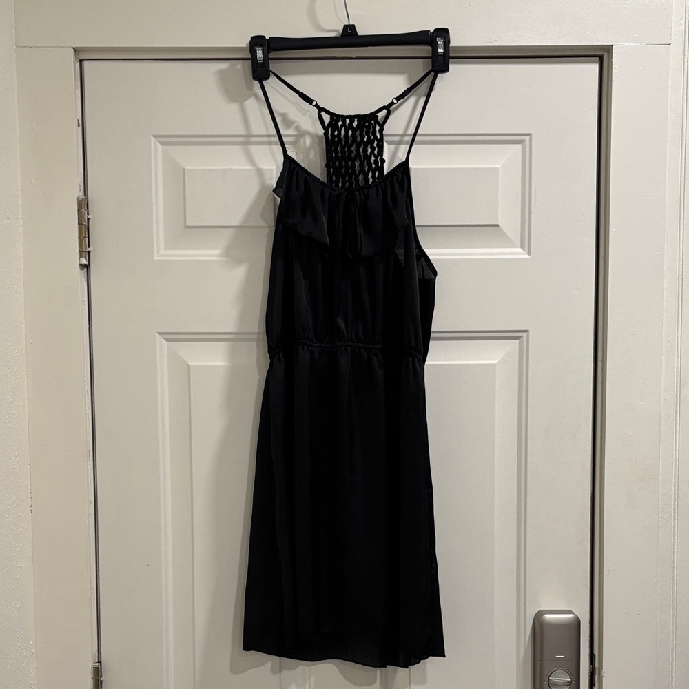 🔥Xhileration Black Racerback‎ Dress Women's Large Macrame Back Sleeveless